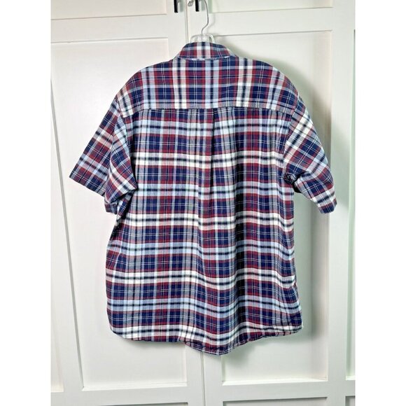 Cinch Plaid Short Sleeve Button Down Western Men's Large Cowboy Rodeo Blue Red - Picture 2 of 8